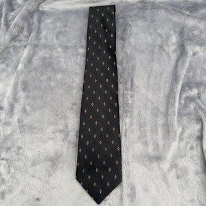 London Fog Men’s Necktie Black with Geometric Design Length 58” Business